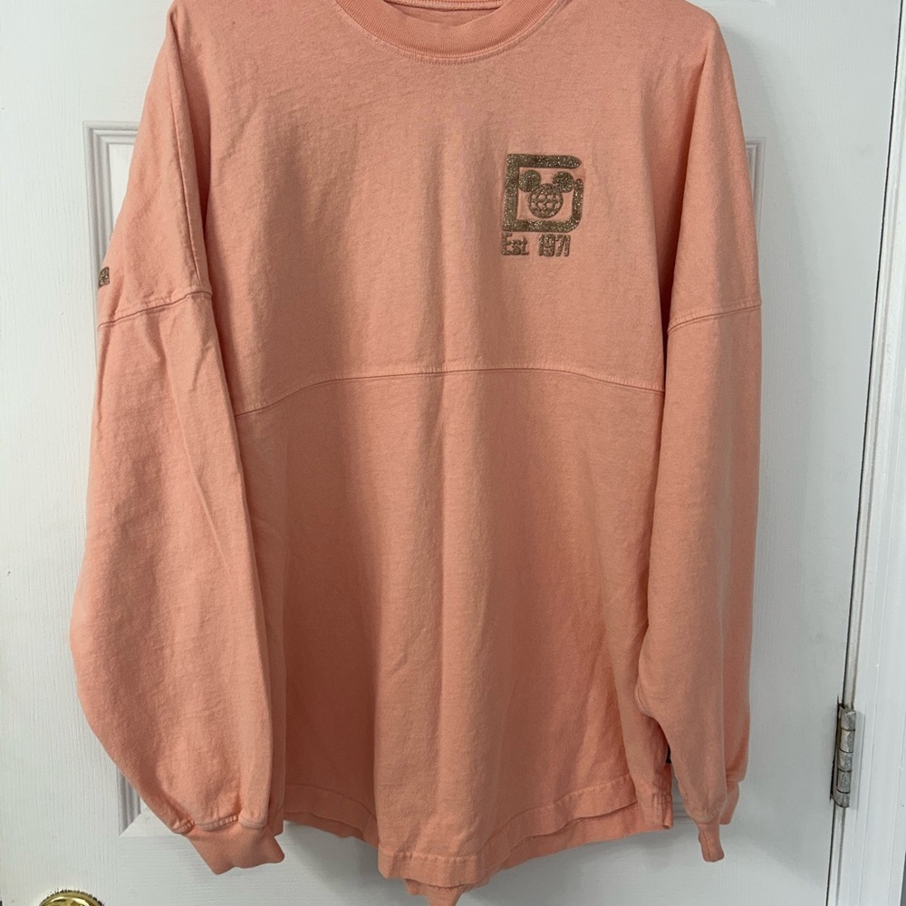 Disney Spirit Jersey Peach and Rose Gold Crew Neck